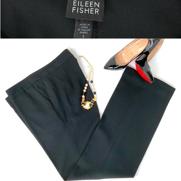 Eileen Fisher Pants - Eileen Fisher Black Wool Career Trousers Sz S
